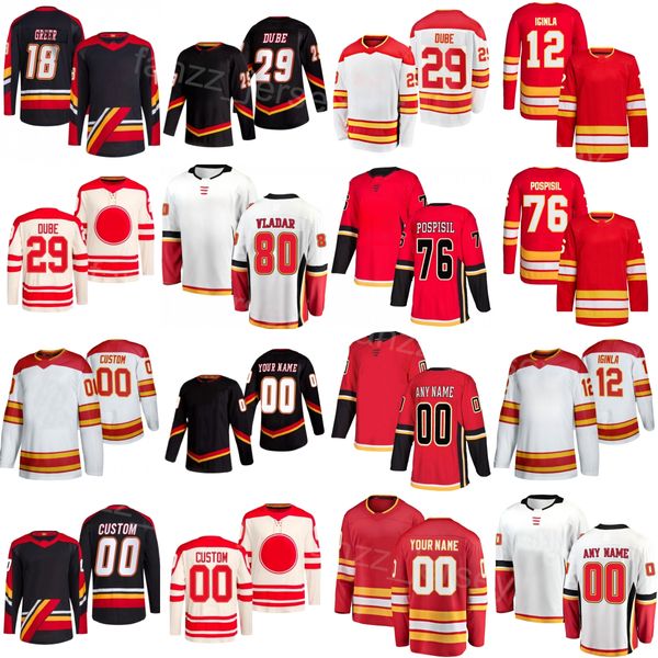 Team Hockey 18 AJ Greer Trikot Kinder Männer Frauen 80 Dan Vladar 12 Jarome Iginla 76 Martin Pospisil 17 Yegor Sharangovich 47 Connor Zary 29 Dillon Dube 28 Elias Lindholm