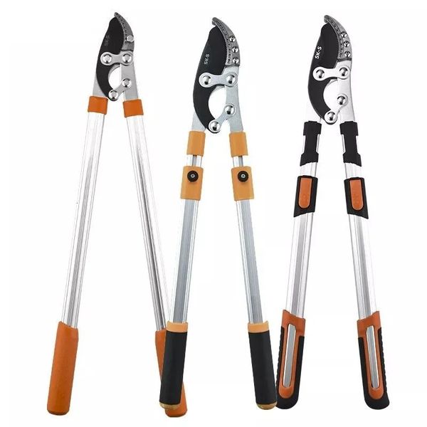 Телескопические длинные ножницы для живой изгороди, наковальня, противоскользящая ручка, ручной инструмент для обрезки сада, трещотка для резки ветки дерева 240115