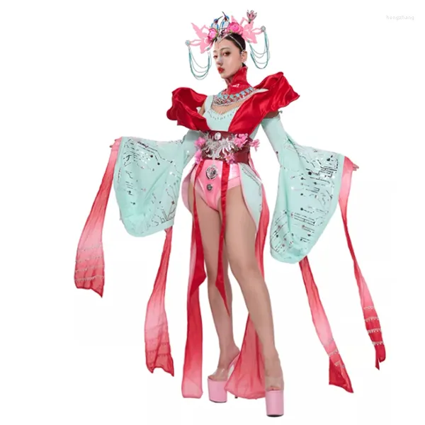 Sahne Giyim Teknolojisi Sense Çin tarzı dans kostümü yetişkin kadınlar gogo dans giyim kulüp festivali karnaval kıyafeti vdb7846