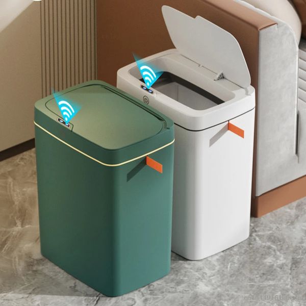 1518l sensor inteligente lata de lixo banheiro balde de lixo automático à prova dn água n cesta de lixo para cozinha bin casa 240116