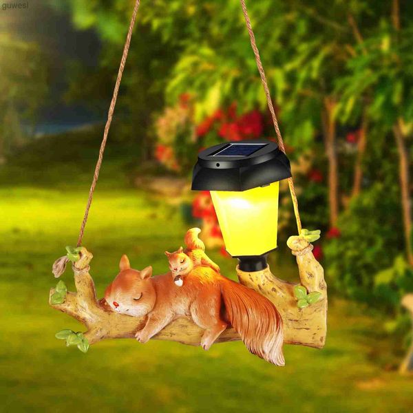 Rasenlampen Weihnachten Decora Solarlampe Cartoon Tierstatue Eichhörnchen Faultier LED Gartenleuchten Wasserdicht Hängender Baum Weg Gang Rasenlicht YQ240116