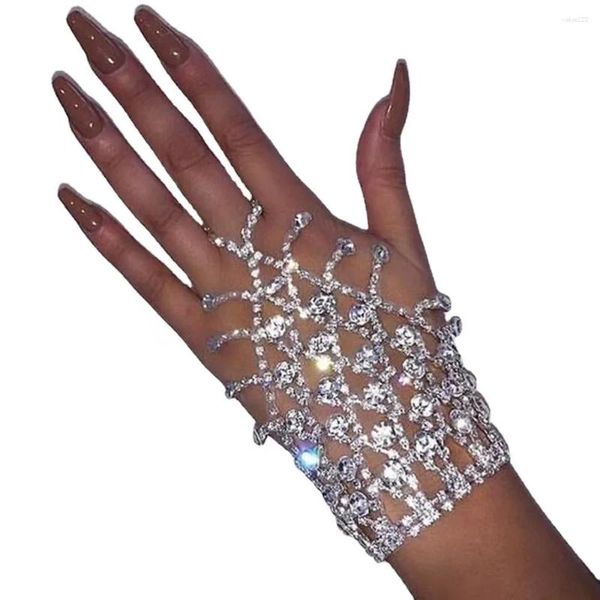 Link pulseiras boho brilhante borla strass arnês dedo pulseira para mulheres casamento nupcial mão jóias acessórios presente