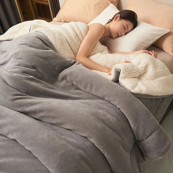 Winter Bett Decken Einfarbig Fleece Wirft Erwachsene Dicke Warme Sofa Decke Super Weiche Bettbezug Luxus 240115