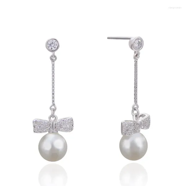 Orecchini pendenti S925 in argento sterling retrò lunghi da donna nappe catena di perle coreane zirconi cubici