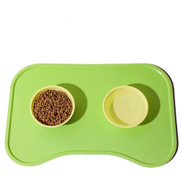 Silicone impermeável pet esteira para cão gato comida almofada tigela beber alimentação placemat portátil ao ar livre 240116