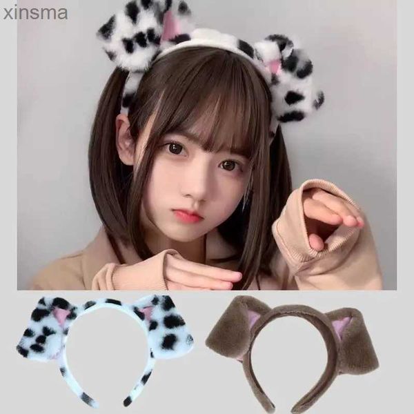 Fasce per capelli maculati Cucciolo Orecchio Fascia per capelli Peluche Lolita Accessori per capelli Orecchie Cosplay Copricapo Fascia per capelli Donna Ragazze Trucco Copricapo Hot YQ240116