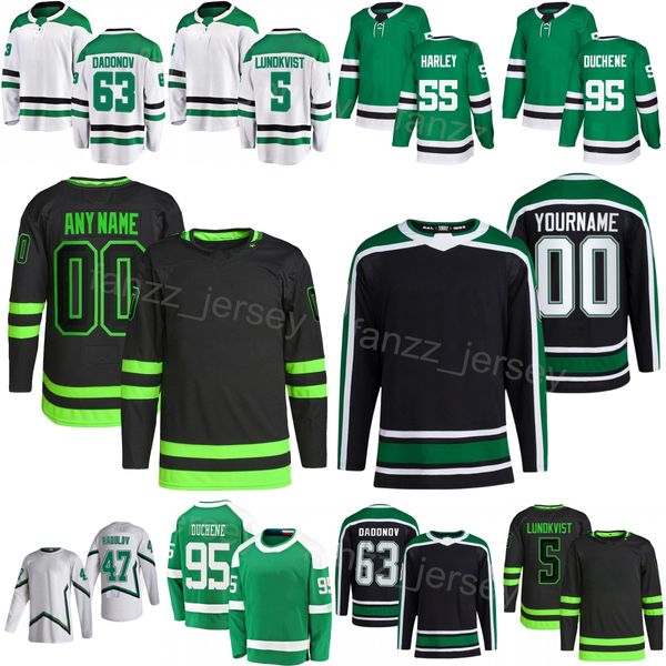 Equipe Hóquei 63 Evgenii Dadonov Jersey Crianças Homens Mulheres 5 Nils Lundkvist 15 Craig Smith 95 Matt Duchene 47 Radulov 55 Thomas Harley 16 Joe Pavelski 14 Jamie Benn Reverso