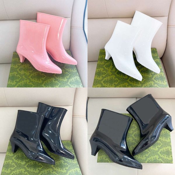 Kurze Stiefel Wasserdichte Designer Regenschuhe Frauen Gummi Stiefeletten Schwarz Rosa Weiß Halbstiefel Klassisches Obermaterial mit Box 510