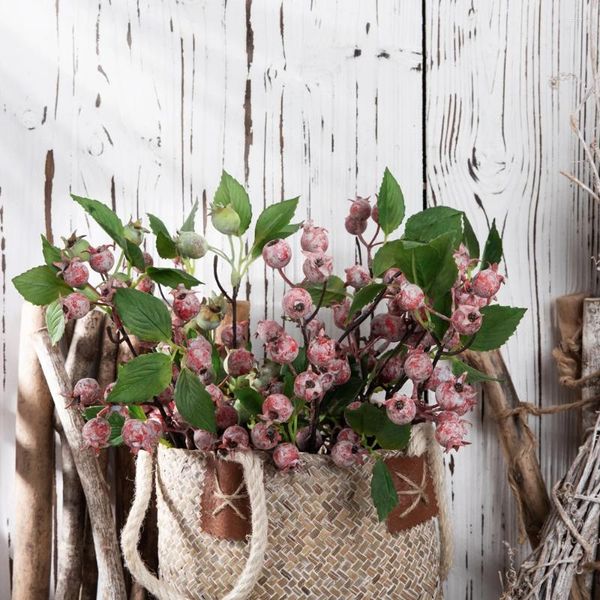 Декоративные цветы QSM 36,2 см, искусственные розы, ягодные ветки, осенние искусственные осенние стебли оливковых листьев, искусственные растения для настольной вазы, домашней кухни