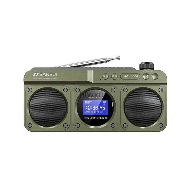 Alto-falantes portáteis F28 Mini Rádio FM para idosos Alto-falantes Bluetooth sem fio ao ar livre MP3 Walkman Hi-fi Qualidade de som LED Relógio Display de letras YQ240116