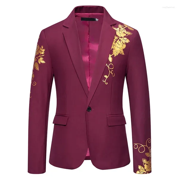 Herrenanzüge, modisch, Persönlichkeit, Paisley-Foliendruck, Blazer, Hochzeit, lässig, Slim-Fit, Anzugjacke, luxuriöser Smokingmantel