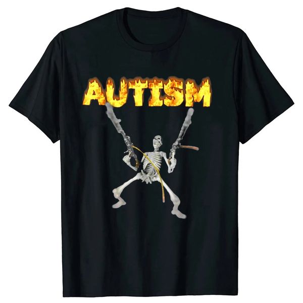 Retro Autismo Scheletro Divertente Uomo Donna T-Shirt Neurodivergente Autismo Consapevolezza Supporto Graphic Tee Regali di Halloween Uomo Abbigliamento 240115