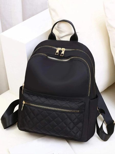 Школьные сумки Легкий минималистичный стеганый рюкзак большой вместимости Дорожная сумочка Черный маленький повседневный рюкзак на плечо