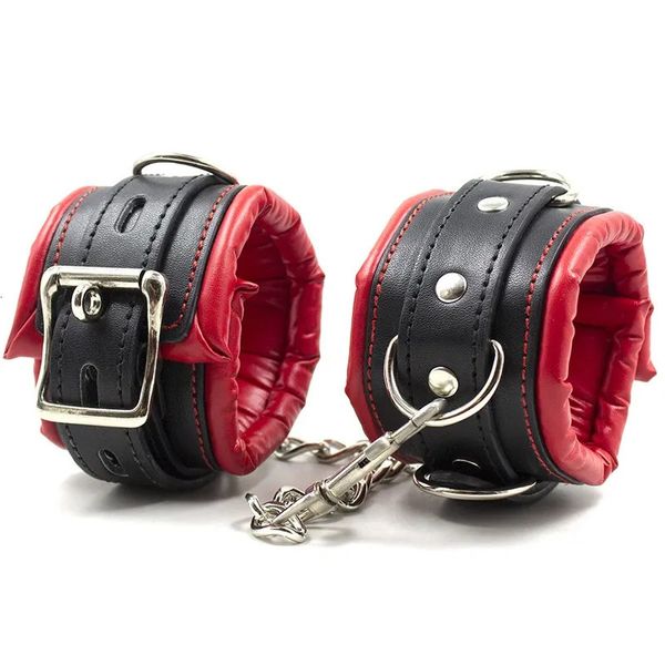 Manette in spugna di pelle PU regolabili morbide Polsini alla caviglia SM Bondage Restrizioni Set Fetish Sex Position Aid Cosplay Slave Footcuff 240115