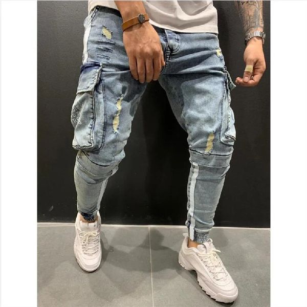 Jeans da uomo Pantaloni tascabili in denim Estate Autunno Sottile Slim Regular Fit Jeans dritti Elasticità Elastico Pantaloni maschili blu neri 240115