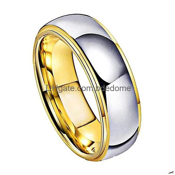 Anelli a fascia Fedi nuziali in tungsteno Gioielli da donna Oro Fascia da uomo in carburo Anniversario 6/8 mm Anello per coppia Bordi ribassati Comfort Fit 21031 Dheuy