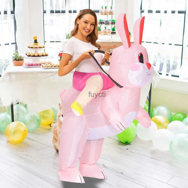 Otros suministros para fiestas de eventos Blow Up Easter Hare Rabbit Body Niños Adultos Conejito de Pascua Disfraz inflable para Halloween para el desfile de Navidad / Cumpleaños YQ240116