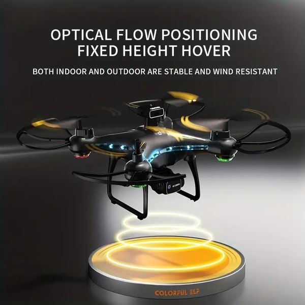 Drone com câmera dupla, design de iluminação corporal, prevenção de obstáculos, aeronaves de posicionamento de fluxo óptico, melhores brinquedos, presente para adultos, crianças, meninos