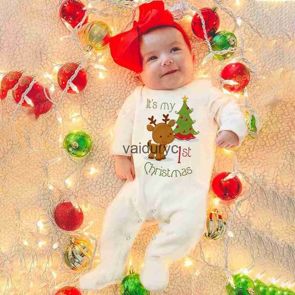 Macacão My 1st Christmas print Baby Babygrow Sleepsuit Bodysuit Recém-nascido Chegando em Casa Hospital Outfit Xmas Party Infantil Manga Longa Rompervaiduryc