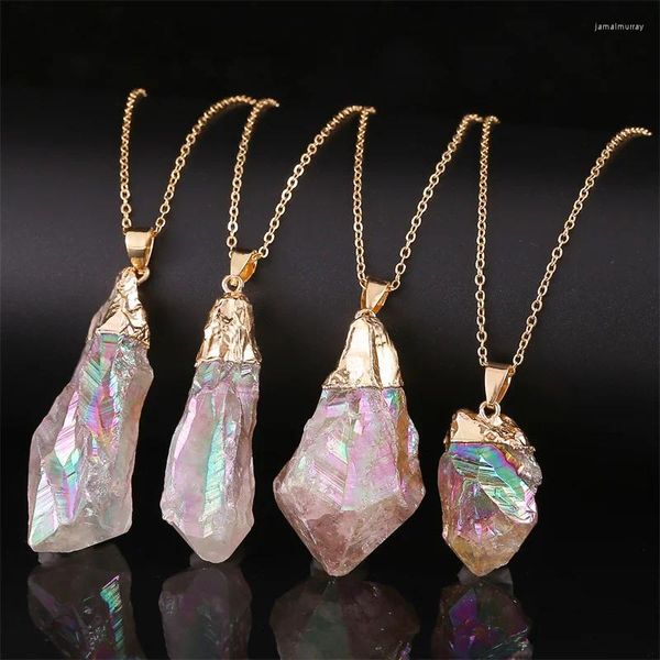 Pingente colares cura cristal pedra colar para mulheres irregular genuíno natural reiki charme jóias