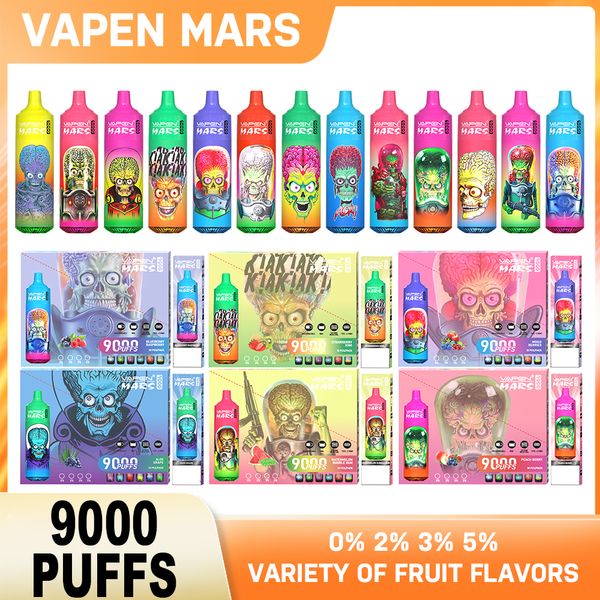 Original Vapen Mars Tornado 9000 Puff Descartável E Cigarros 0.8ohm Malha Bobina 18ml Pré-preenchido Pod Recarregável Puff 9K 0% 2% 5% Multi Sabores E-cigarros Transporte seguro