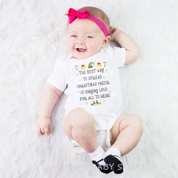 Macacão bebê natal onesie menino menina manga curta algodão macio bodysuit crianças criança férias camisas de família