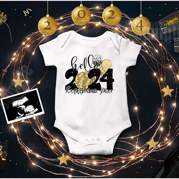 Macacão de bebê bodysuit Olá 2024 Inant Romper Ano Novo Roupa de Bebê Criança Manga Curta Macacão Meninos Meninas Roupas Newbron Chuveiro Giftvaiduryc