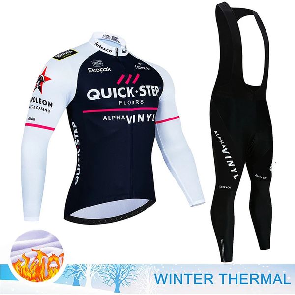 QuickStep Cycling Team Jersey Herren Winter Fahrradjacke Maillot Hosenanzug Ropa Ciclismo Thermal Fleece Fahrradbekleidung 240116