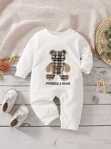 Autunno e inverno Neonati maschi Moda Casual Carino Antivento Caldo e confortevole Nuovo modello di orso per esterni Tuta da bambino 240116