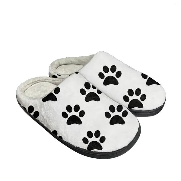 Pantofole con stampa di cani per animali domestici in cotone personalizzati da uomo e da donna, sandali in peluche, da camera da letto, casual, per tenere al caldo, scarpette termiche, nere