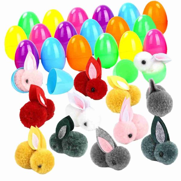 Outros suprimentos para festas de eventos 24pcs Ovos de Páscoa com coelhinhos de Páscoa Coelhos de pelúcia Cesta de Páscoa Stuffers Brinquedo de pelúcia YQ240116