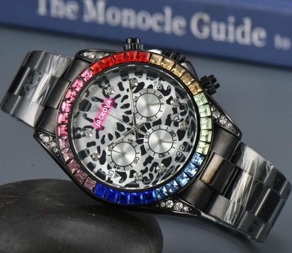 Fabbrica di alta qualità President quarzo moda uomo donna orologio data automatica diamanti colorati anello cielo quadrante stellato orologio cronometro cintura in acciaio inossidabile orologio da polso regali