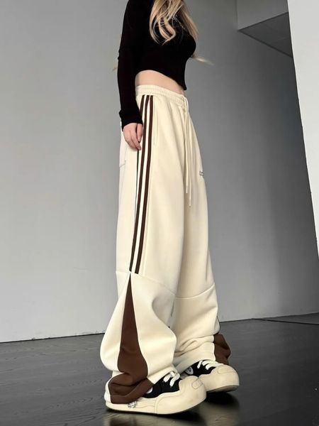 Корейские уличные мужские и женские модные весенние и осенние сезоны, персонализированные свободные широкие спортивные брюки в стиле хип-хоп, ретро, повседневные, y2k 240115