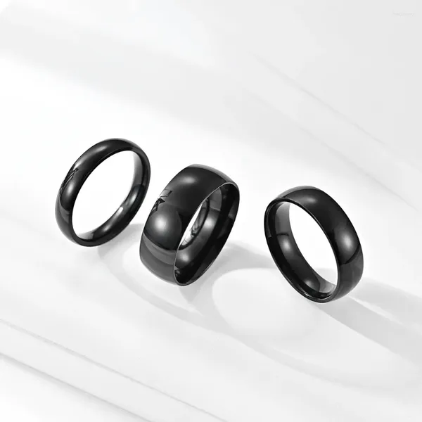 Anéis de cluster 1 pc personalizado de alta qualidade preto zinco banhado 4/6/8mm anel de banda de casamento de aço inoxidável mulheres homens amantes casal