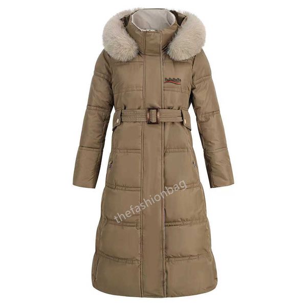 24s Damen Lange Daunenjacke Winter Paris Designer Senior Casual OutdoorDaunen Damenjacke Verdickte hochwertige winddichte warme Fuchslederkragen-Hutjacke