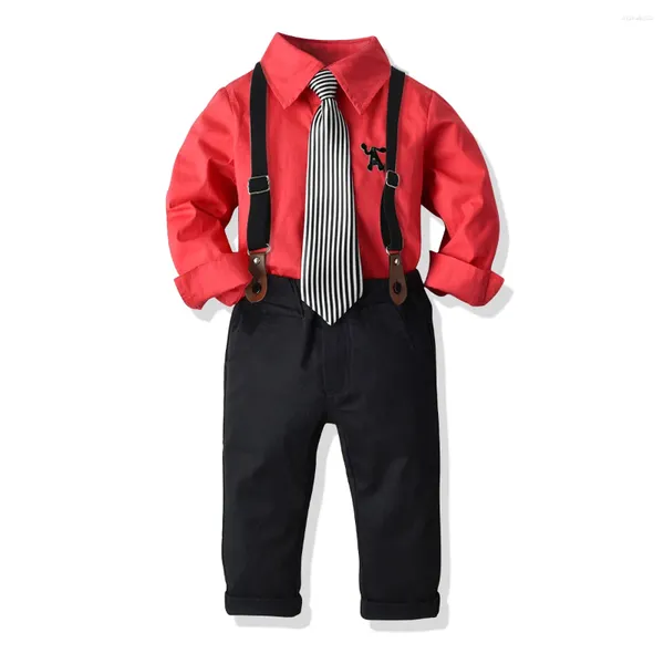 Kleidungssets 2-7Y Kleinkind Kinder Baby Jungen Formal Set Langarm Top Krawatten Hosen Herbst Kleidung Gentleman Outfits