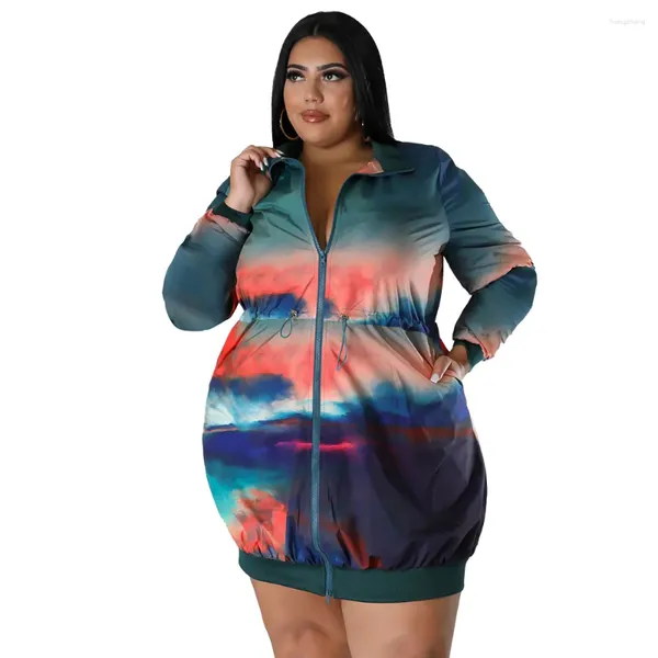 Abbigliamento etnico Abbigliamento per donna 2024 Autunno elegante manica lunga africana con scollo a V poliestere Plus Size Mini top da sera L-4XL