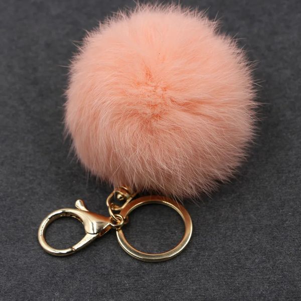 Yumuşak Yapay Tavşan Kürk Anahtarı Peluş Ball Anahtar Yüzüğü Sevimli Pom Çanta Cazibesi Kadınlar için Porte Porte Clef Pompon de Fourrure 240116