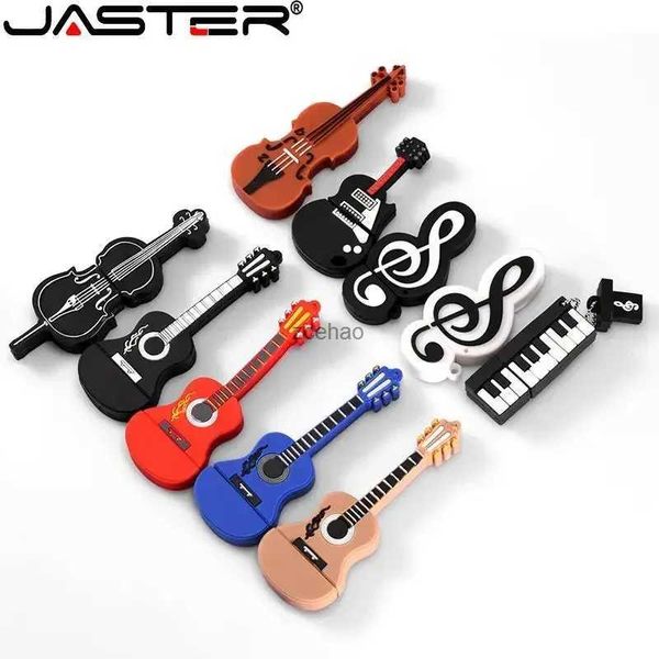 Unidades flash USB JASTER Cartoon 64GB bonito instrumento musical Guitarra violino Unidades flash USB à prova d'água 8GB Pendrive 16GB USB 2.0 32GB USB stick