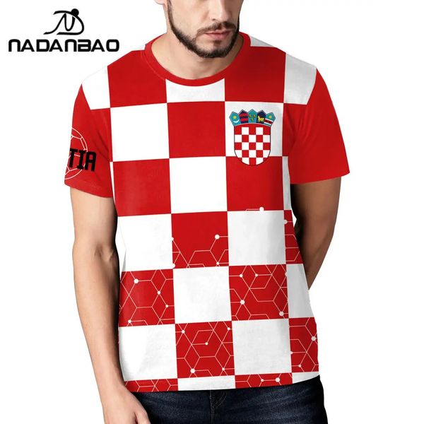 NADANBAO Basic T-Shirt Herren Hochwertiges klassisches Top Kroatien Serbien Teamuniform Fußball T-Shirt Sport Kurzarmtrikots 240116