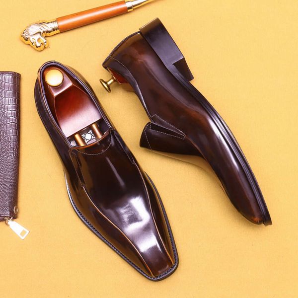 Italienische Herren-Loafer, echtes 2023, neuer Stil, Desiger, Lackleder, Kleid, Business, Hochzeit, gesellschaftliche Schuhe, Mann