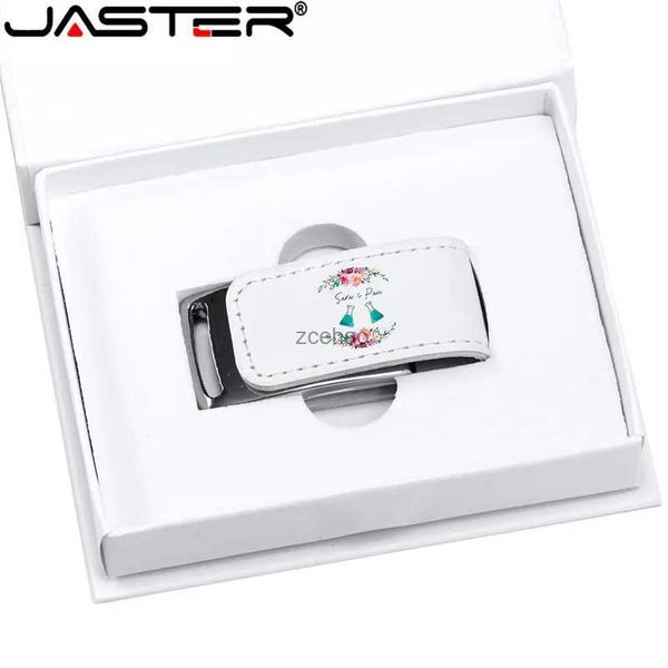 USB-Sticks JASTER Custom For Gifts 2.0 Flash Pen Drives 64GB 32GB 4GB 8GB 16GB Pendrive Leder USB + weiße Box (mehr als 1 Stück gratis)