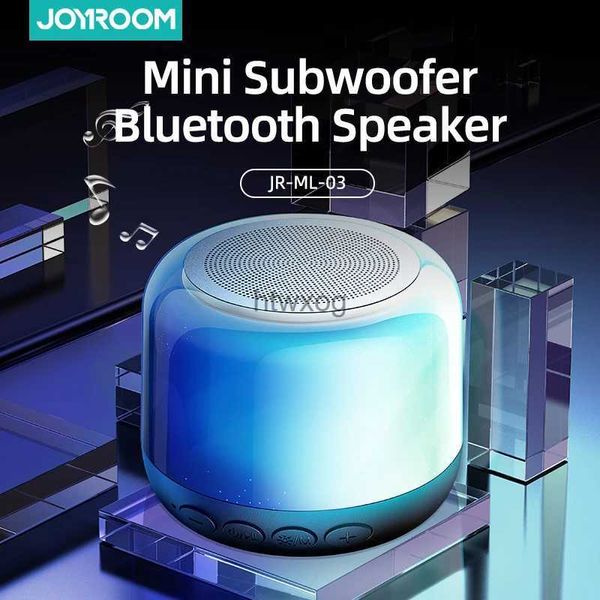 Tragbare Lautsprecher Joyroom Mini MINI Wireless Bluetooth -Lautsprecher mit LED -Licht tragbarer Lautsprecher 3D Stereo für Heim- und Außenreisen YQ240116 geeignet