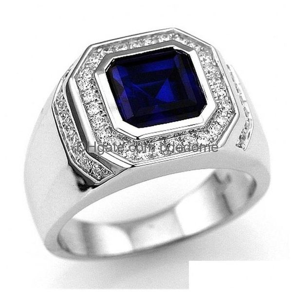 Band Rings Highend Lüks Moda Erkekleri Jewlry Sapphire Beyaz Altın Dolu Yüzük Amerika ve Avrupa pop Nişan Boyutu 7-15 631 Q2 DROP DHDCK