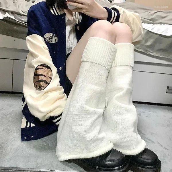 Женские носки, гетры в стиле Лолиты, милые каваи-ноги, японские икры для девочек, длинные белые расклешенные студенческие вязаные чехлы, модные грелки в стиле Харадзюку