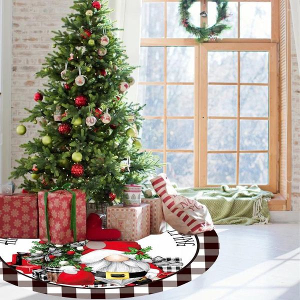 Decorazioni natalizie Gonna per albero di cartone animato da 120 cm con modello di pupazzo di neve di cervo con fiocco di neve per decorazioni per feste di festa per interni ed esterni