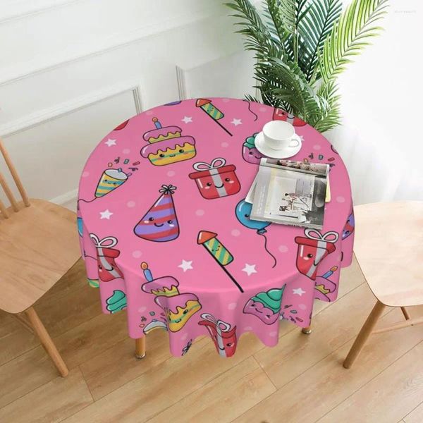 Toalha de mesa rosa bolo de aniversário redondo doce moderno capa toalhas de mesa casa piquenique eventos decoração de festa