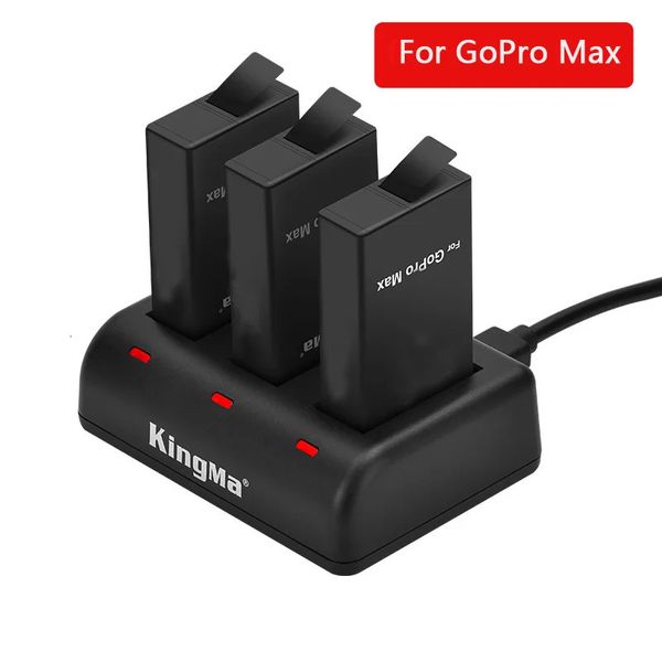 Intelligente Für GoPro Max Batterie 3 Slot Ladegerät 1400 mAh lithium-ionen Batterie Für 360 Panorama Go Pro Max Kamera 240115