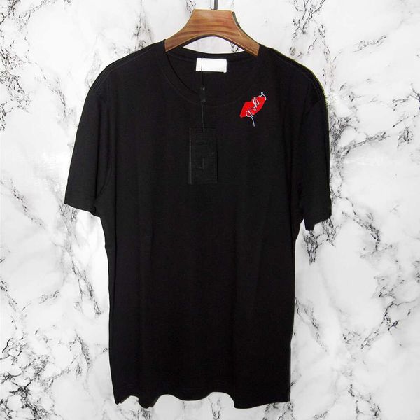 T-shirt da uomo di moda casual Laurents dal design classico, con scollo a rossetto, firma stampata, girocollo, manica corta, maglietta da coppia