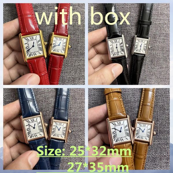 Relógio feminino designer masculino quartzo relógio de luxo quadrado pequeno mostrador relógio de precisão caixa de aço pulseira de couro relógio de casal à prova d'água de alta qualidade Montre de Luxe